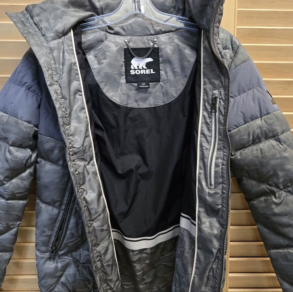 Sorel Camo Silver Gray Quilted Down Winter Jacket Small - Picture 3 of 10